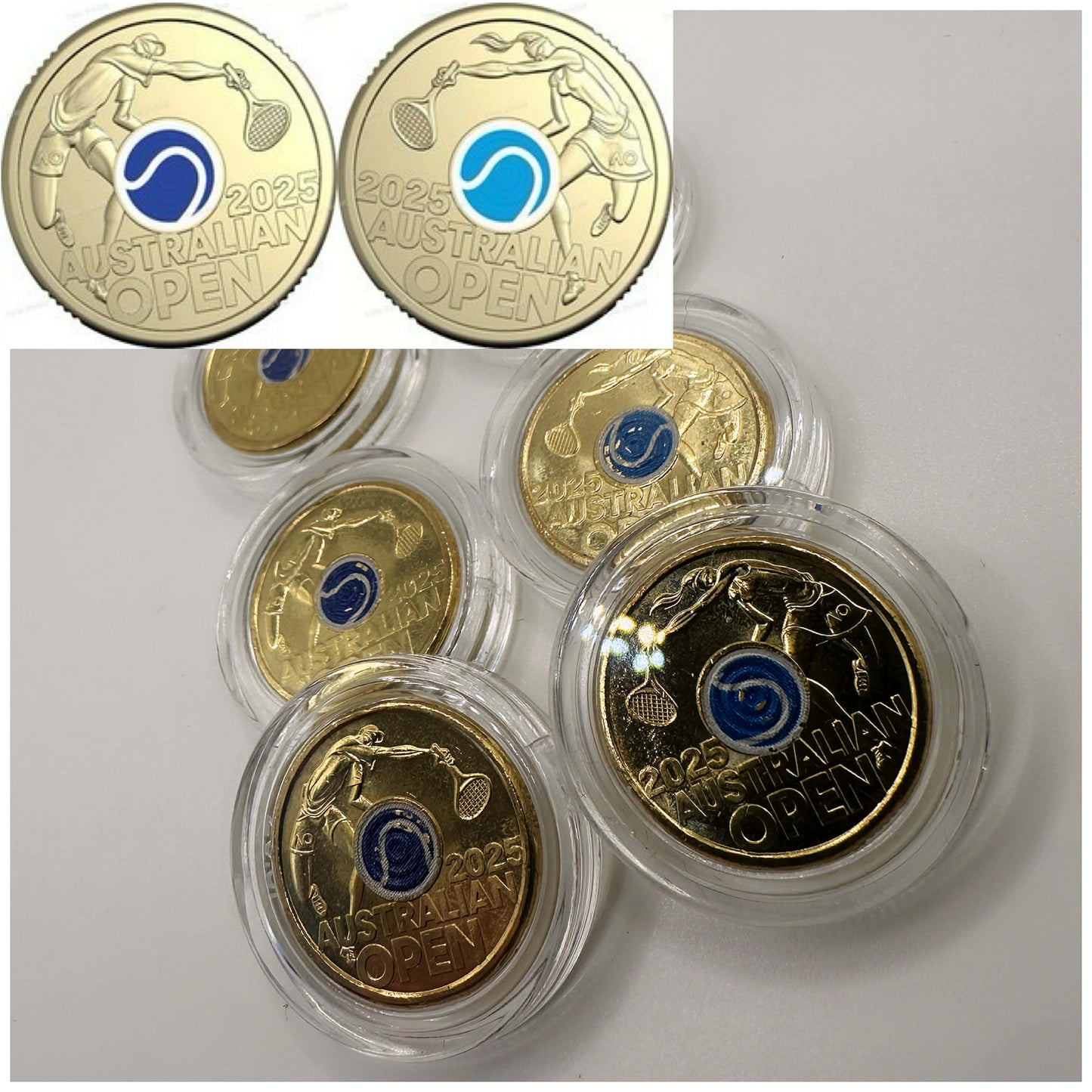 2x UNC Women's & Men's Australia Open Tennis $2 Coins - In Lighthouse Capsules (Full Set)