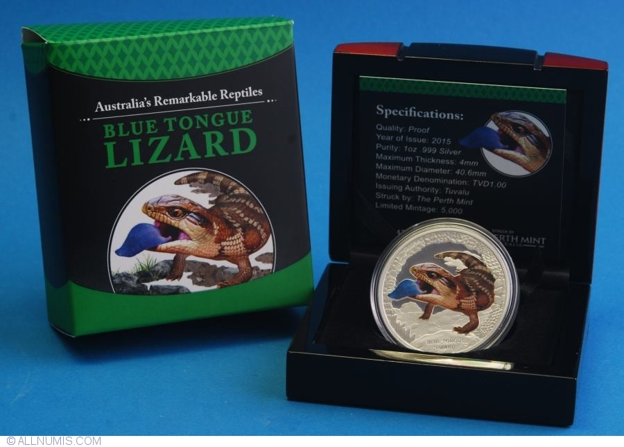 2015 1oz Blue Tongue Lizard Coin - Mintage: 5,000