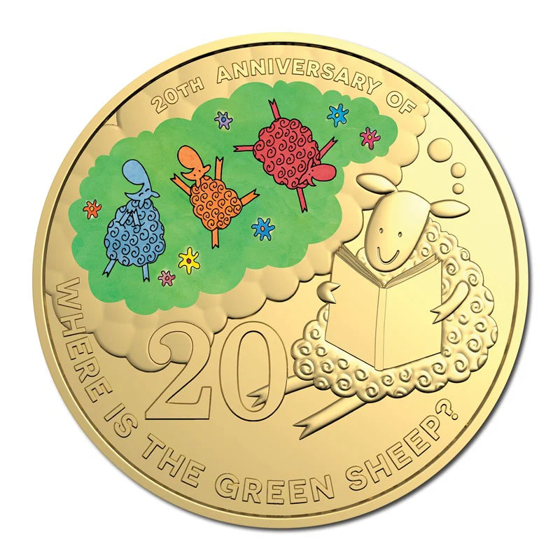 2024 Gold Plated Deluxe Coloured 20c Where Is The Green Sheep Book - Mintage: 3,000
