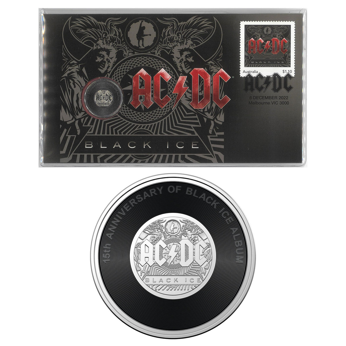 2022 20c AC/DC Black Ice PNC - Mintage: 7,500