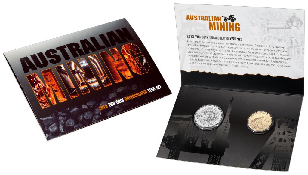 2012 $1 & 20c Australian Mining 2x Coin Carded Set - Mintage:  40,000