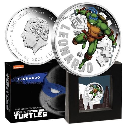 2024 1oz Silver Leonardo TMNT  Coloured Coin Mintage: 5000
