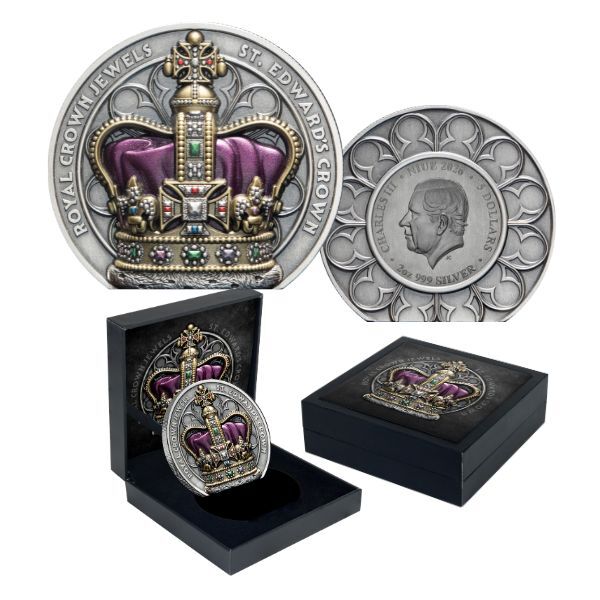 2026 2oz Antiqued Royal Crown Jewels Silver Coin - Mintage: 350