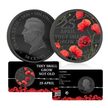 1x UNC 2026 50C Solomon Islands Red Poppy V2 - INTERNATIONAL Mintage: 20,000