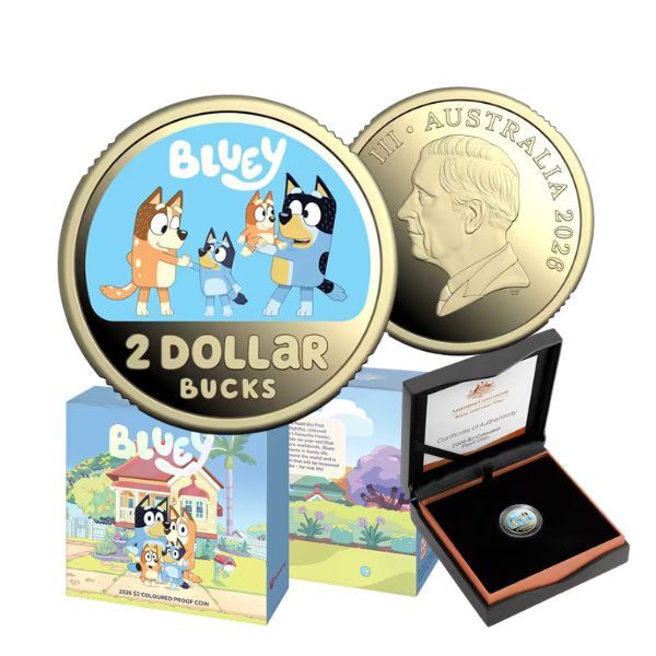 2026 Bluey $2 Coloured Proof Coin - Mintage: 10,500