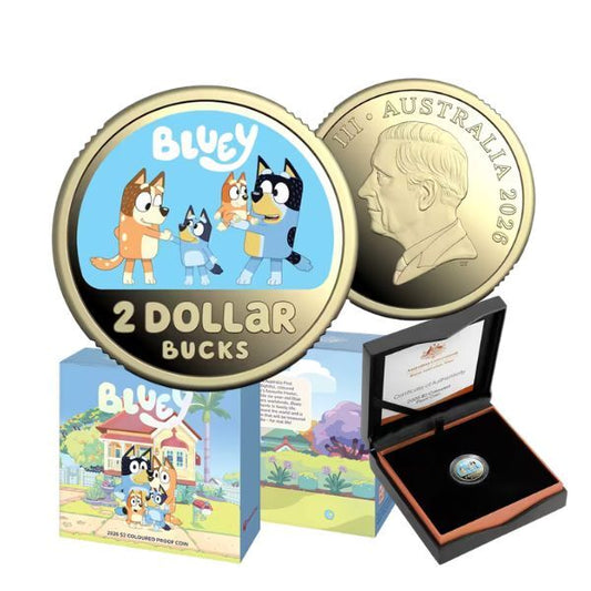 2026 Bluey $2 Coloured Proof Coin - Mintage: 10,500