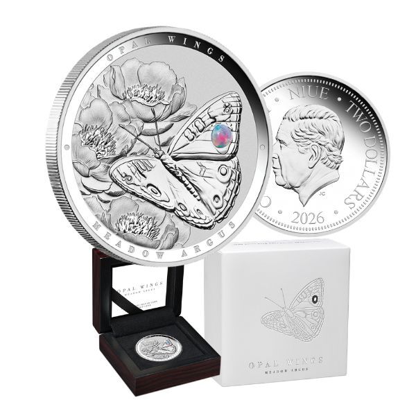 2026 1oz Opal Wings Meadow Argus Butterfly Silver Coin - Mintage: 1,000