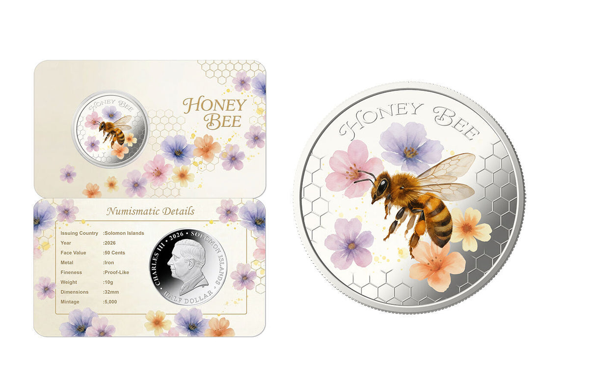 1x UNC 2026 50c Solomon Islands Honeybee - INTERNATIONAL Mintage: 20,000