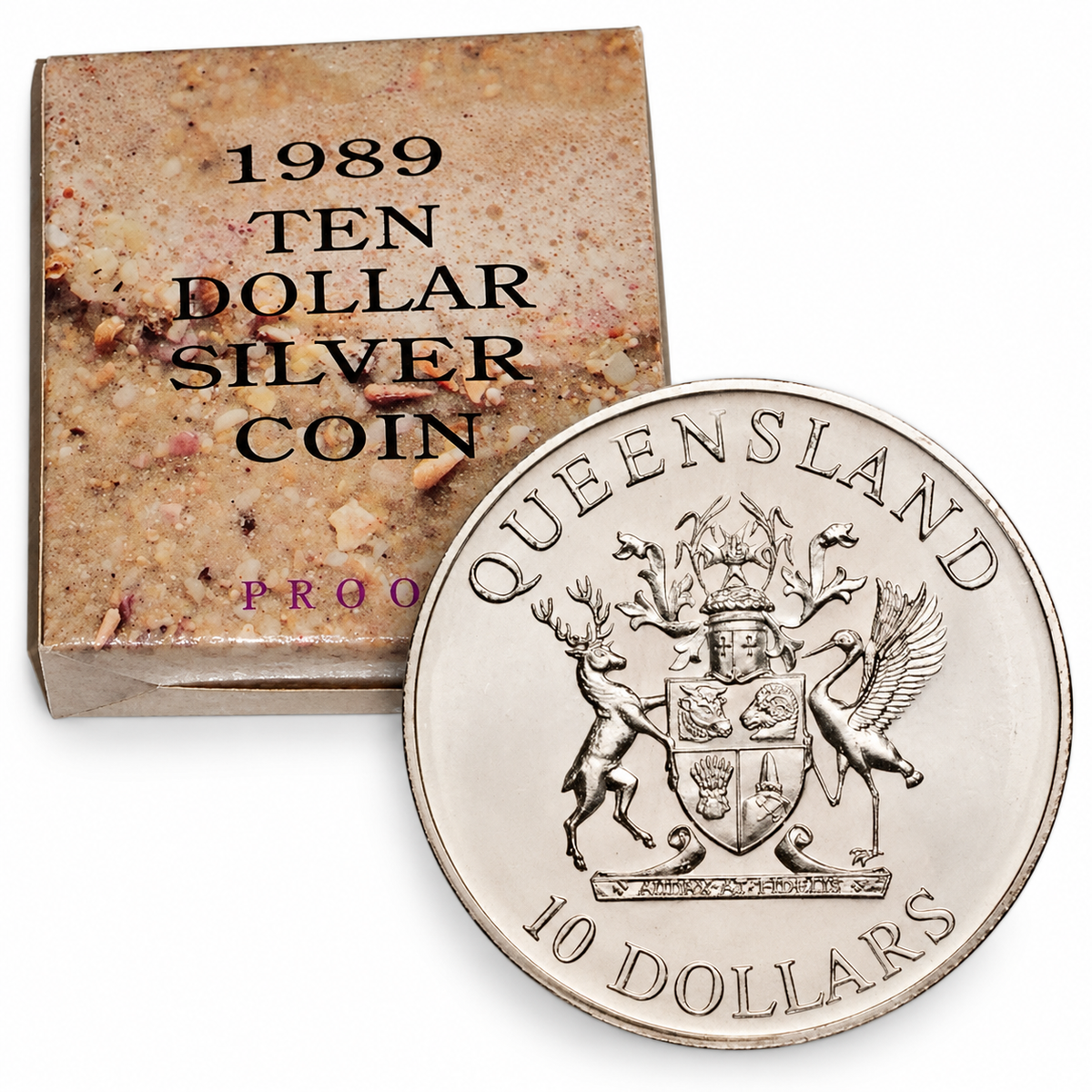 1989 $10 QUEENSLAND State Silver Coin (18.5g)  - Mintage: 48,573