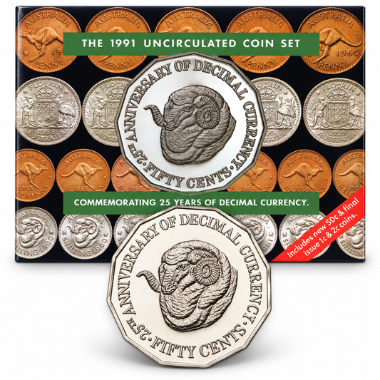 1991 8x Coin UNC Ram's Head RAM Year Set - Mintage: 147,700