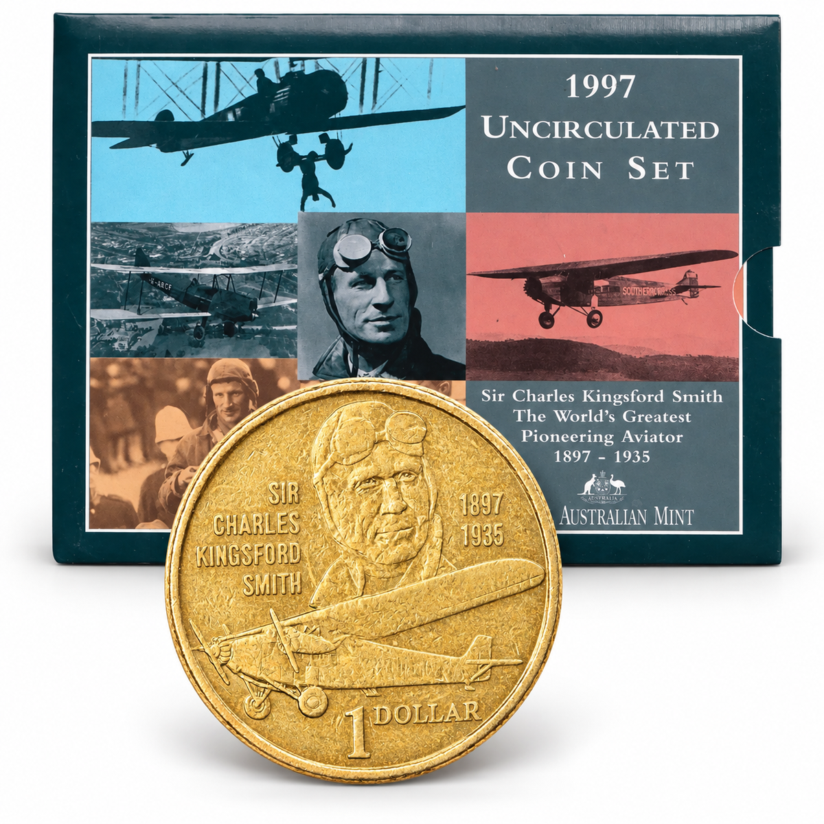 1997 6x Coin UNC Sir Charles Kingsford Smith $1 RAM Year Set - Mintage: 71,022
