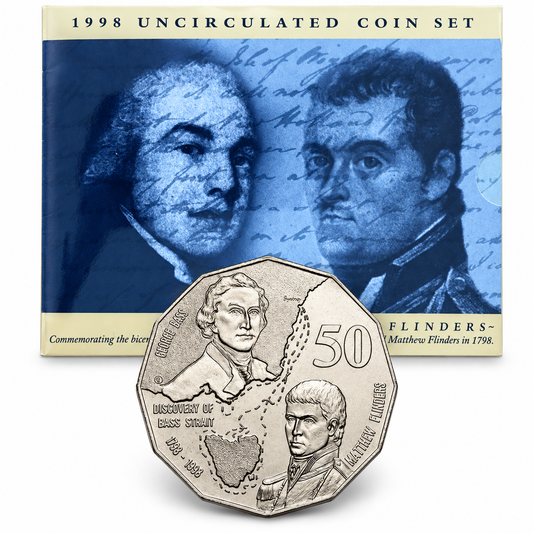 1998 6x Coin UNC 50c Bass & Flinders RAM Year Set - Mintage: 74,108