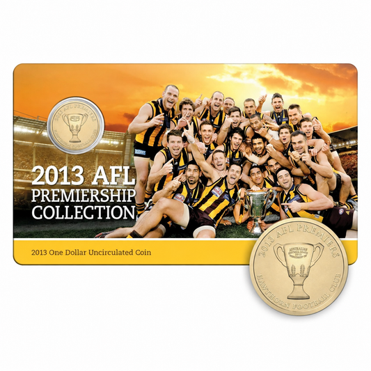 2013 $1  AFL Premiership Hawthorn Carded Coin - Mintage: 27,658.