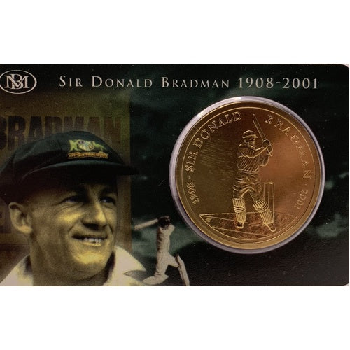 2001 $5 Sir Donald Bradman Carded Coin - Mintage: 250,000