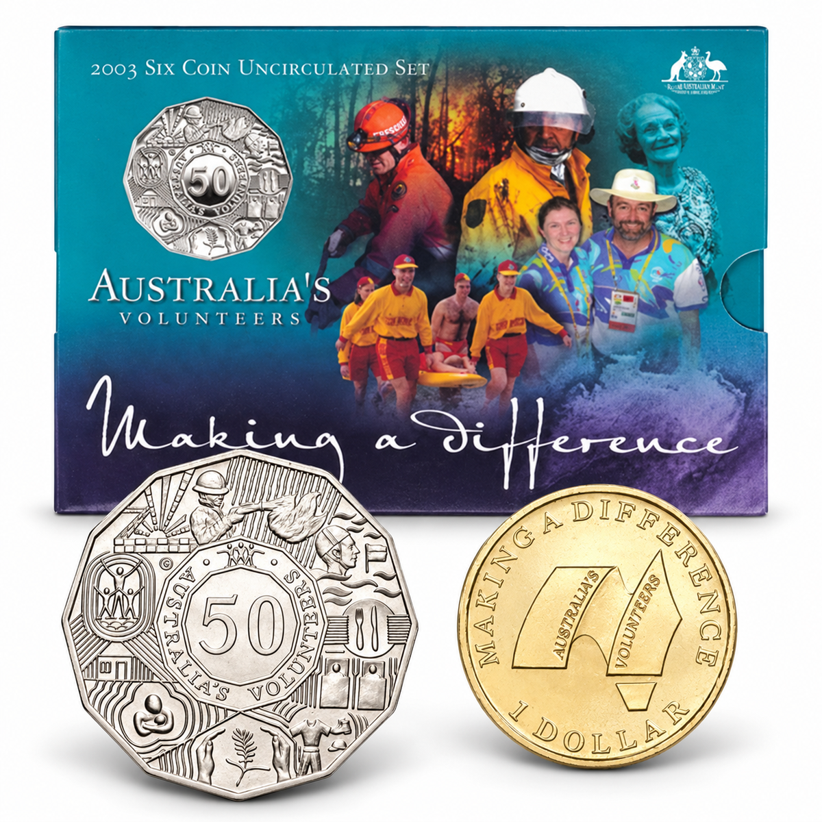 2003 6x Coin UNC Volunteers RAM Year Set - Mintage:  80,512
