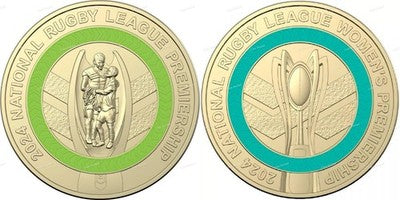 2x UNC NRL $2 Coins (Blue & Green)- In Lighthouse Capsules (Full Set)