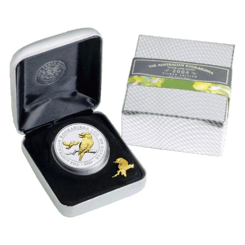 2004 1oz Silver Gold Gilded Kookaburra Coin  - Mintage: 10,000