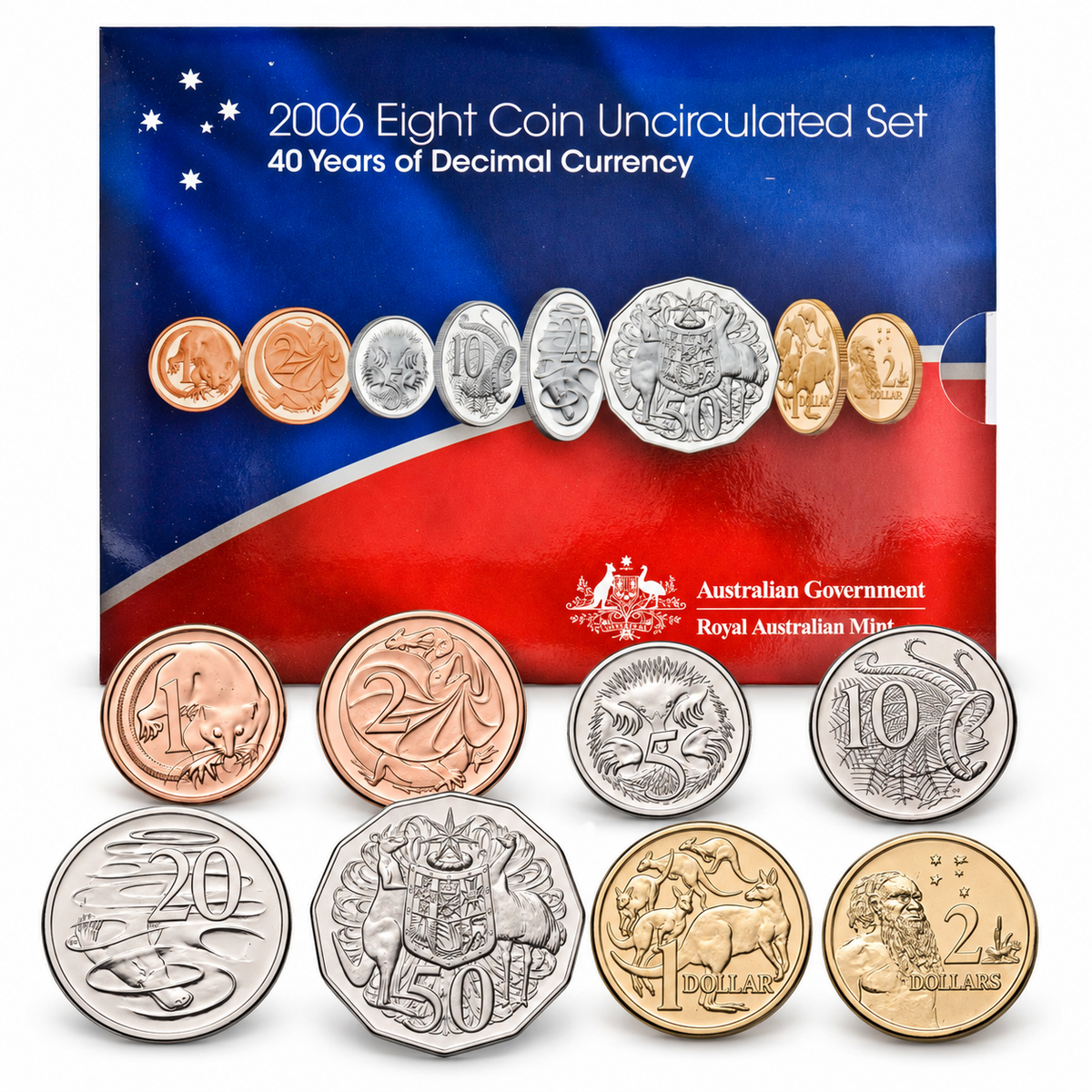 2006 8x Coin UNC 40 Years Decimal Currency RAM Year Set - Mintage:  84,407