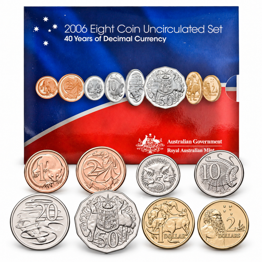 2006 8x Coin UNC 40 Years Decimal Currency RAM Year Set - Mintage:  84,407