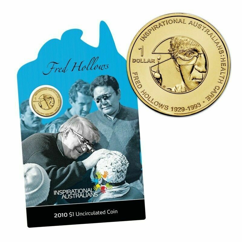 2010 $1 Fred Hollows Carded Coin - Mintage: 29,802