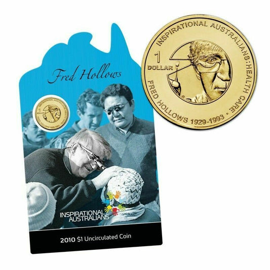 2010 $1 Fred Hollows Carded Coin - Mintage: 29,802