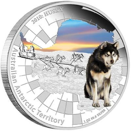 2010 1oz Husky Australian Antarctic Territory - Mintage: 7,500