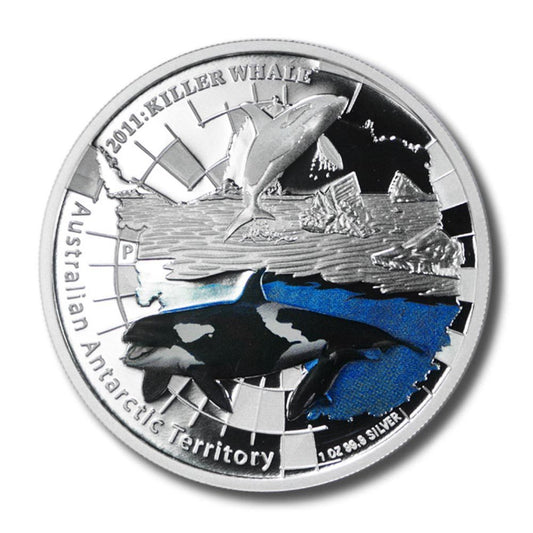2011 1oz Killer Whale Antarctic Territory - Mintage: 7,500