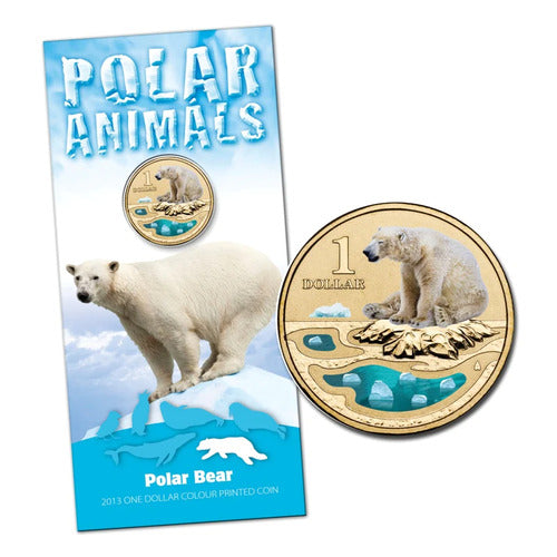 2013 $1 Polar Bear Polar Animals Series Carded Coin - Mintage: 11,000