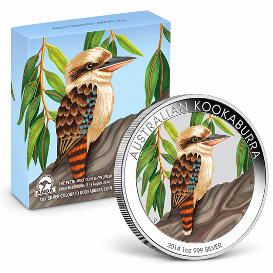 2014 1oz Silver Coloured Kookaburra Coin ANDA SHOW - Mintage:  1,621