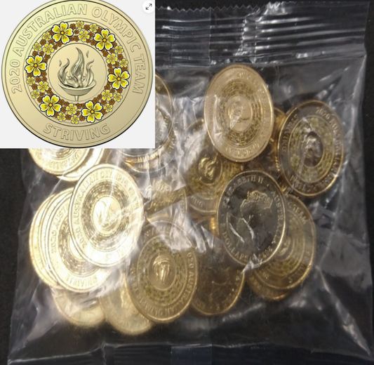 2020 $2 Yellow Tokyo Olympic Striving Security Bag - Includes Protective Tube & Sticker