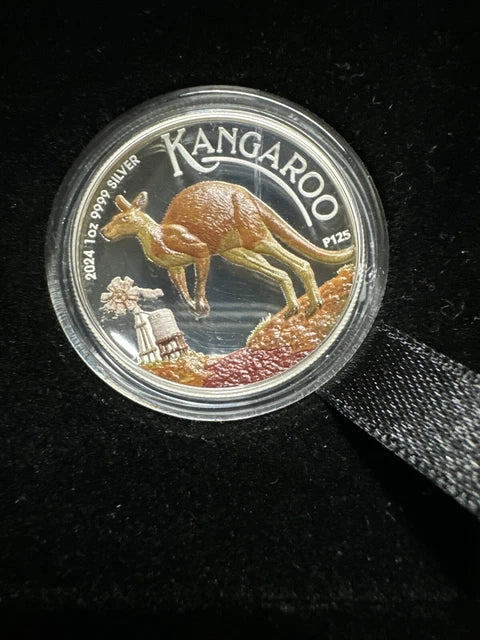 2024 1oz Silver Proof Australian Kangaroo Coloured Coin Mintage: 5000