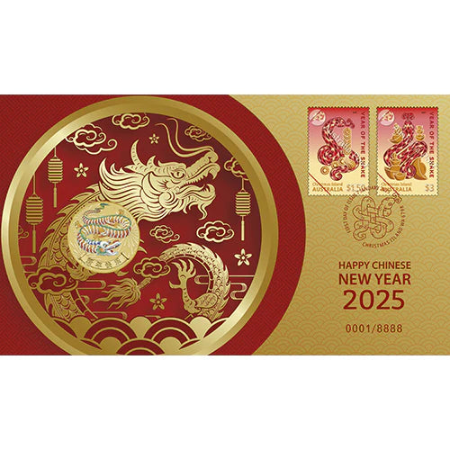 2025 $1 Year Of The Snake Chinese New Year PNC - Mintage: 8,888