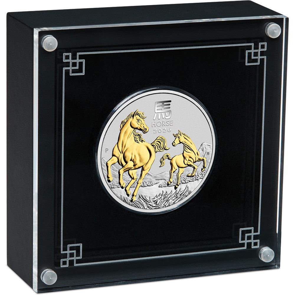 2026 1oz Year Of The Horse Gilded Silver Coin - Mintage: 23,000