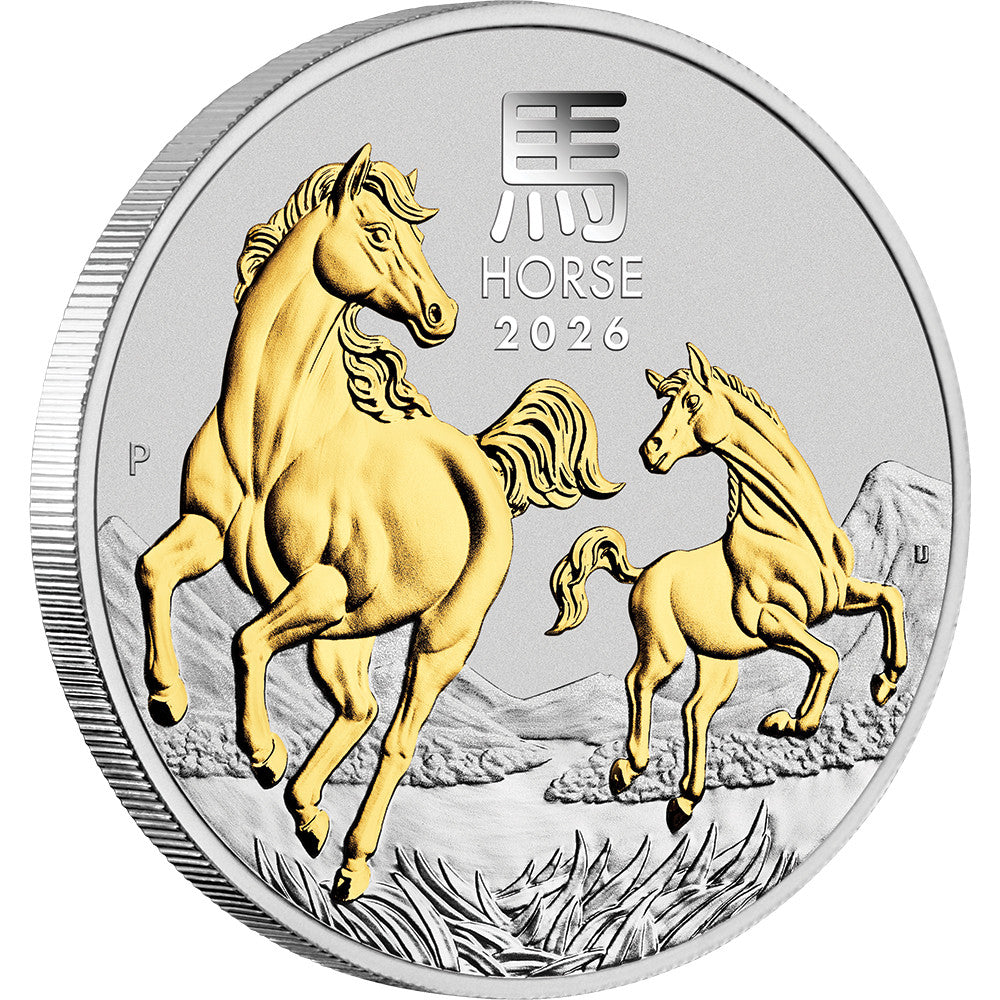 2026 1oz Year Of The Horse Gilded Silver Coin - Mintage: 23,000
