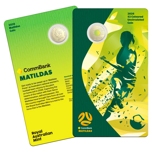 2026 $2 UNC Coloured Carded Matildas Coin