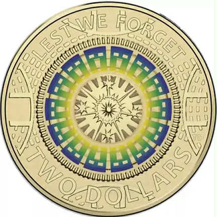 1x UNC 2017 Mosaic Lest We Forget $2 Coin - In Lighthouse Capsule