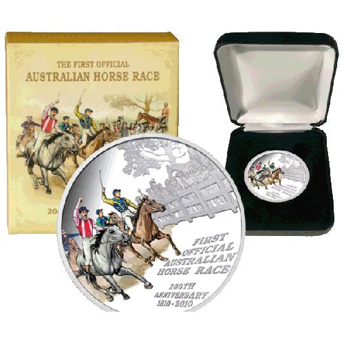 2010 1oz Silver Australian Horse Race Coin - Mintage: 5,000