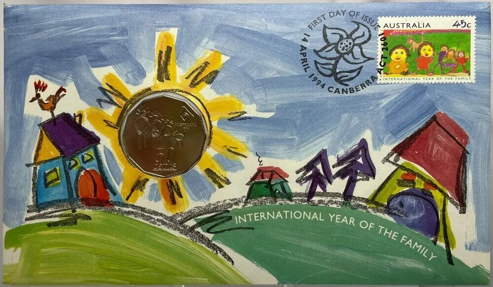 1994 50c UNC International Year Of The Family PNC - Mintage: 14800
