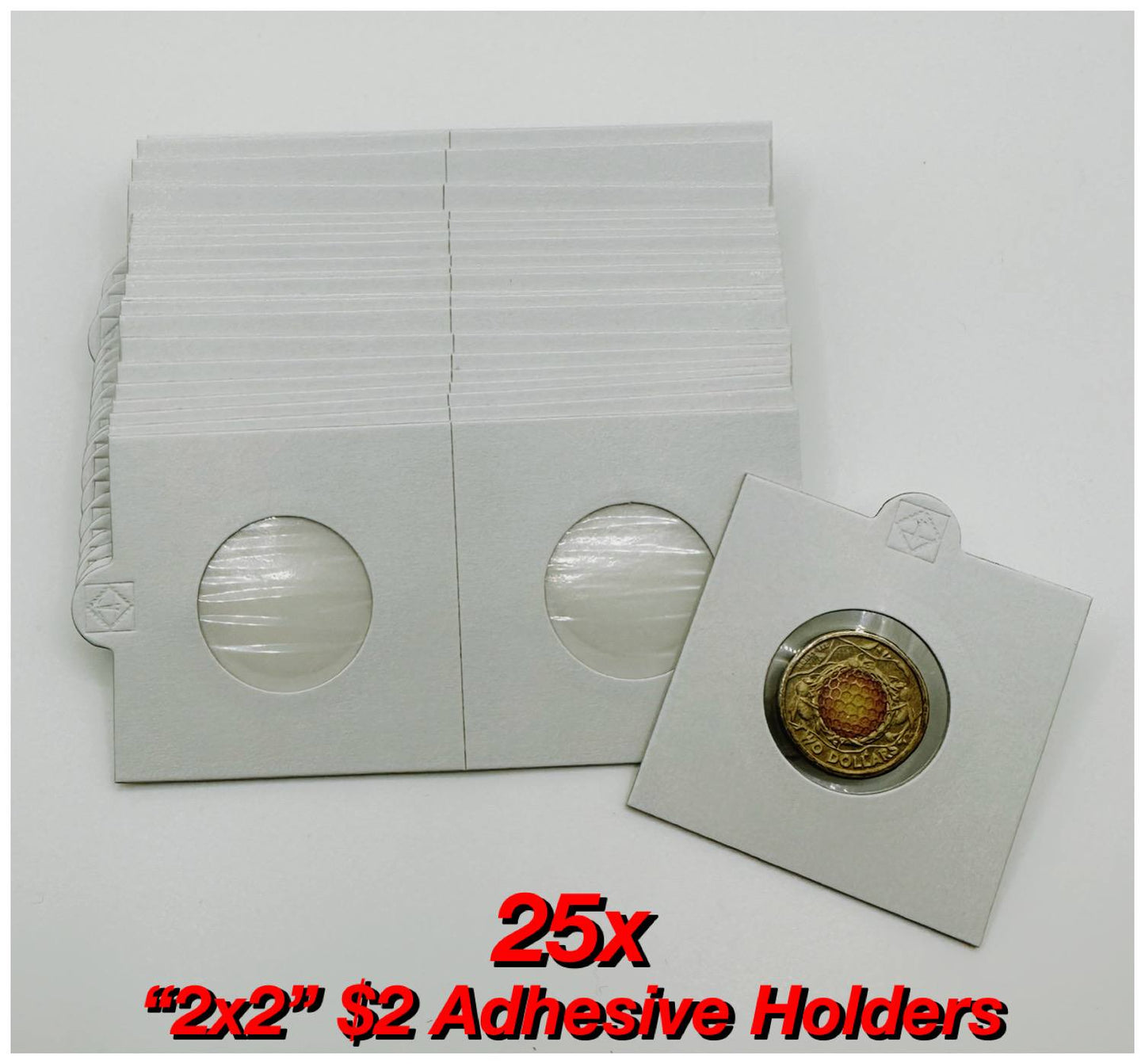 25x $2 "2x2" Adhesive Coin Holders (22.5mm)