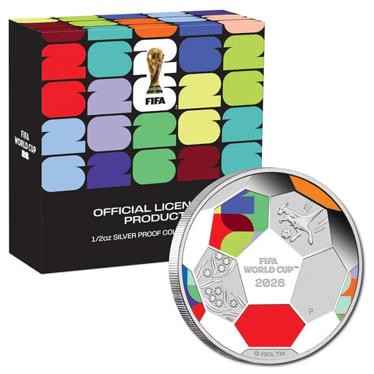 2026 Fifa World Cup 1/2oz Silver Proof Coloured Coin - Mintage: 5,000