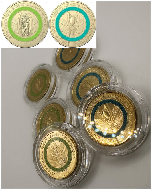 2x UNC NRL $2 Coins (Blue & Green)- In Lighthouse Capsules (Full Set)