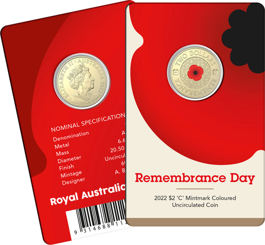 2022 $2 Red Poppy ‘C’ Mintmark Coin