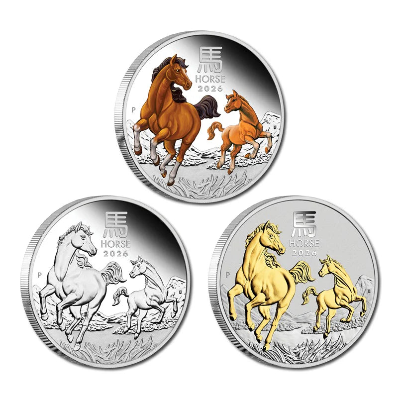 2026 1oz Lunar Horse Silver Trio Coins - Mintage: 1,500 Sets