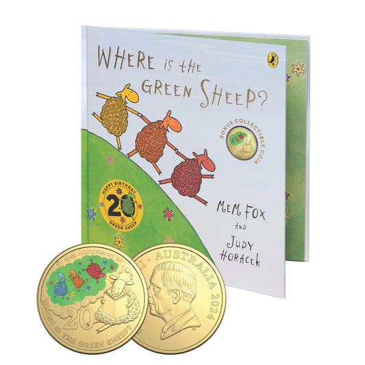 2024 Gold Plated Deluxe Coloured 20c Where Is The Green Sheep Book - Mintage: 3,000