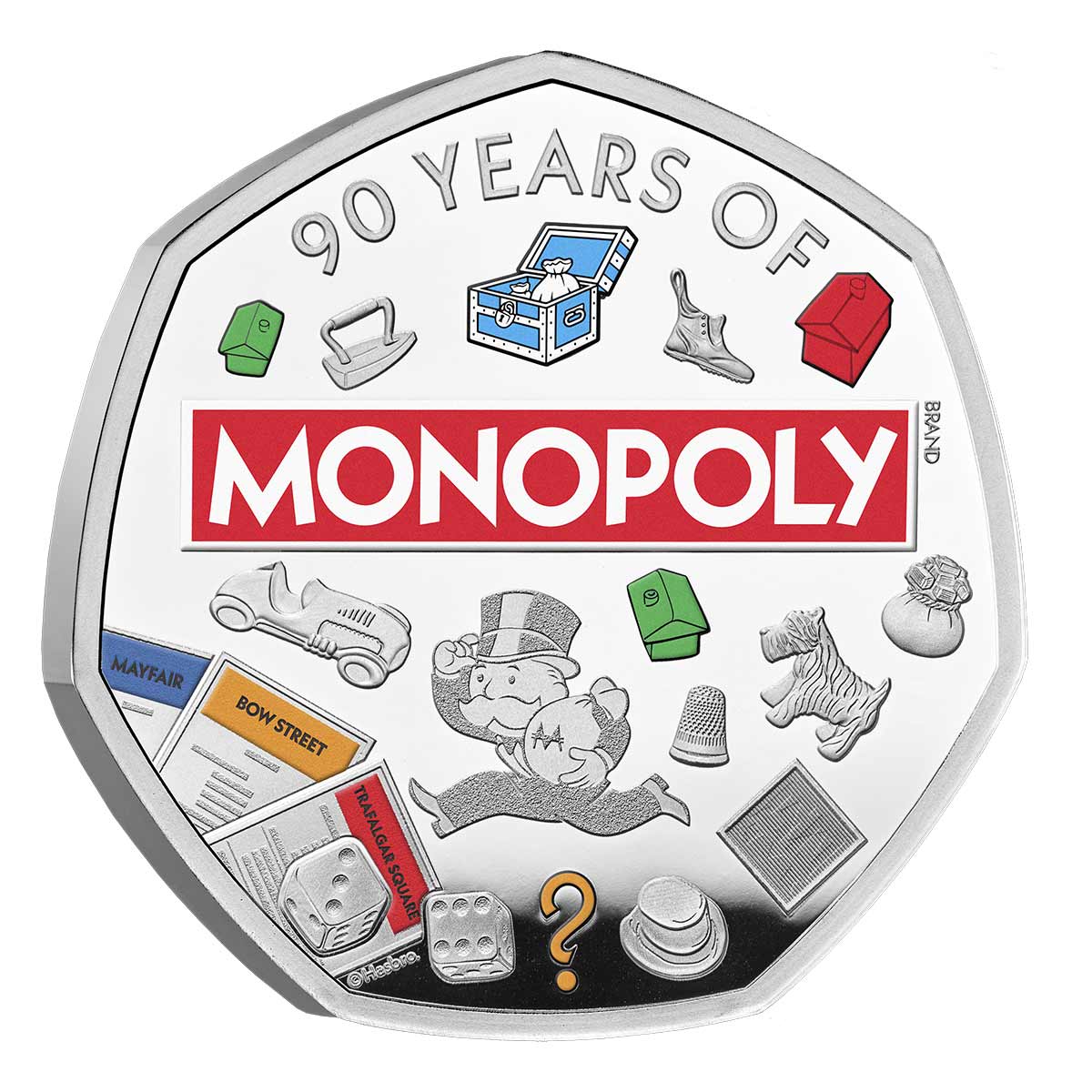 2025 UK Silver 50p 90 Years Of Monopoly - Mintage: 4,500 (0.238oz)