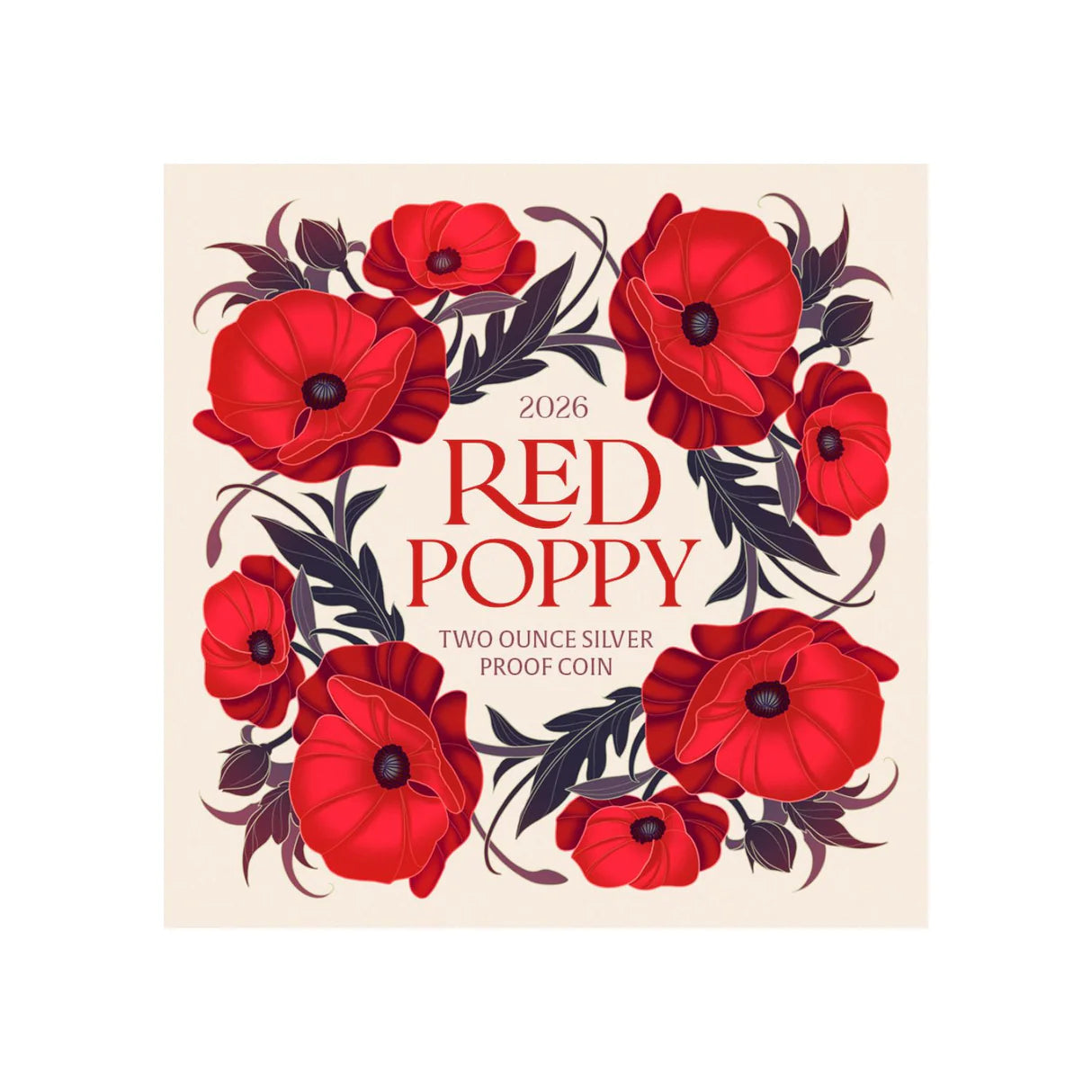 2026 2oz Red Poppy Silver Proof Coin - Mintage: 400