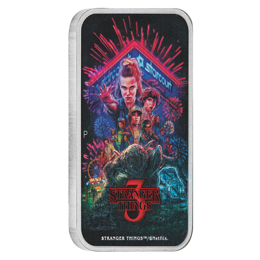 2026 Stranger Things S3 1oz Rectangular Silver Proof Coloured Coin - Mintage: 1,500
