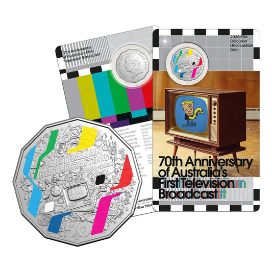 2026 50c 70th Anniversary Of Australia's First Television Broadcast- Mintage: 50,000