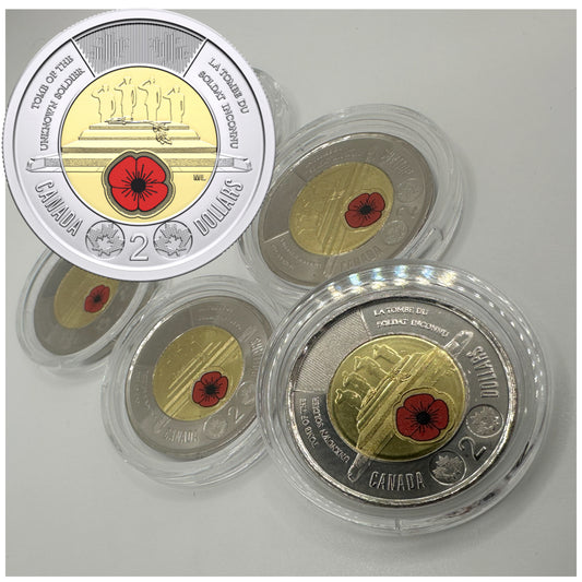 1x UNC 2025 $2 Colorised Canadian Red Poppy - INTERNATIONAL Mintage: 2M