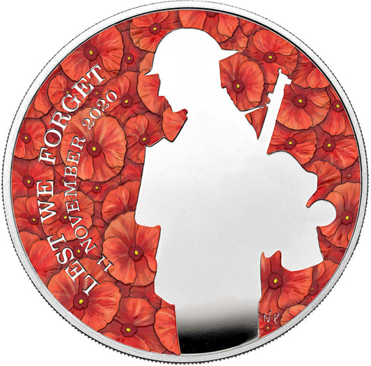 2020 £5 28.2g Silver Remembrence Day Anzac UK mint - Mintage: 1,920
